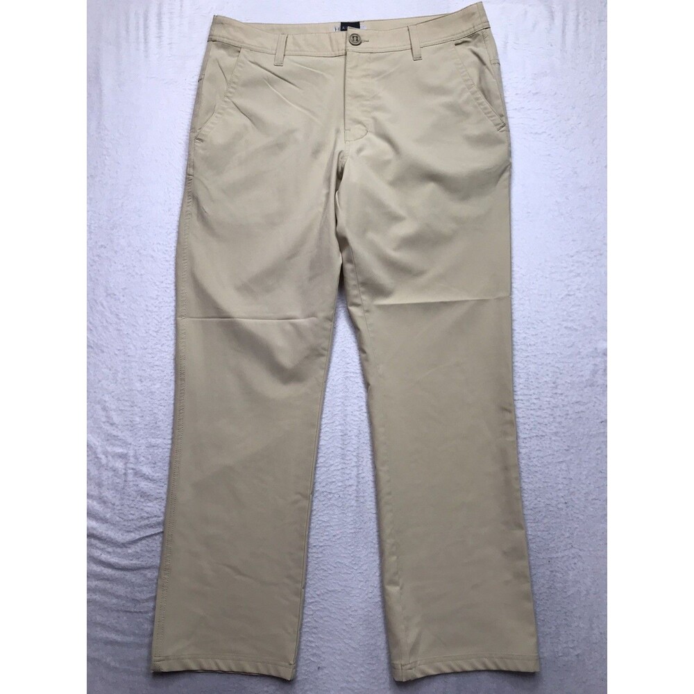 HUK Performance Reserve Fishing Pants Men 34x30 Khaki Yellow Stretch Hiking